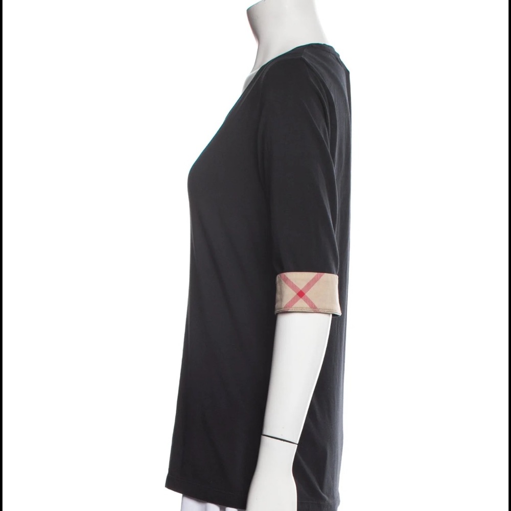 BURBERRY Scoop Neck Three-Quarter Sleeve T-Shirt